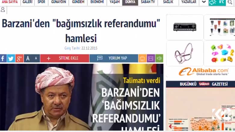 Mêdya ya Turkiya: Barzanî dijminek ê dijwar ê netewe ya xwe dike dost.